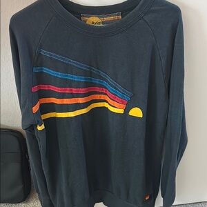 Aviator Nation Black Sweatshirt with Rainbow Stripes
